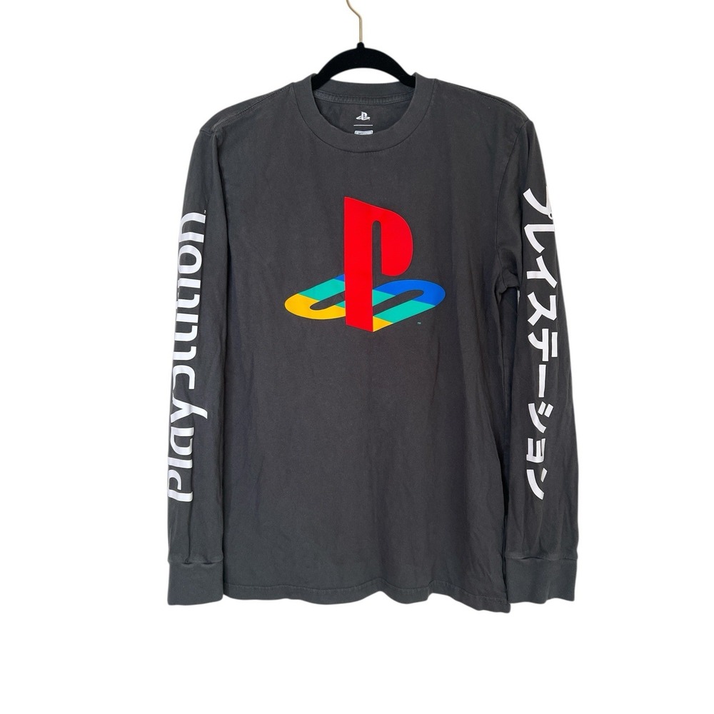PlayStation American Eagle Tailgate Long Sleeve T-Shirt Gray Logo Mens‎ Small S